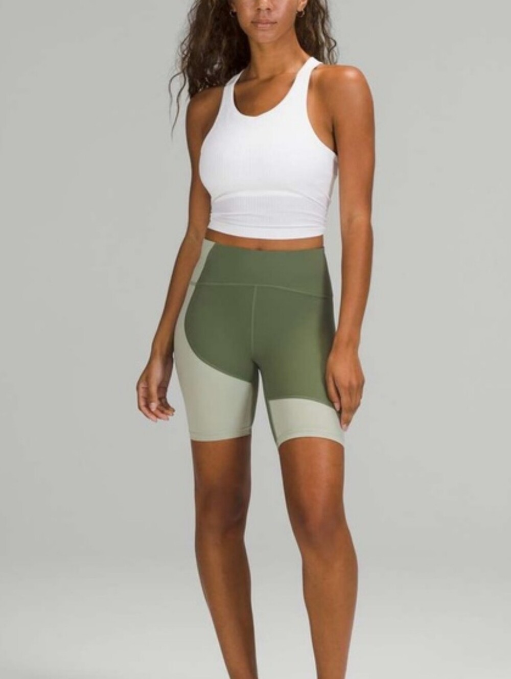 lululemon athletica Colorblock High-Rise Bike Shorts - Olive & Light Olive